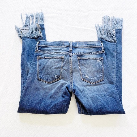 Flying Monkey Distressed Assymetric Hem Dk Wash Denim Jeans SZ25 - Picture 6 of 8